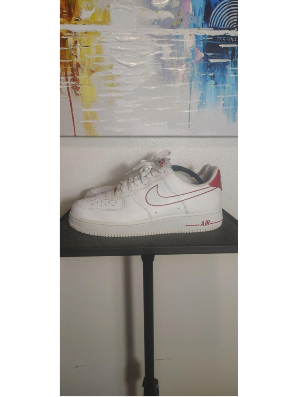 Nike Air Force 1 Low Shoes Mens Size 11 White Red Leather Basketball Sneakers